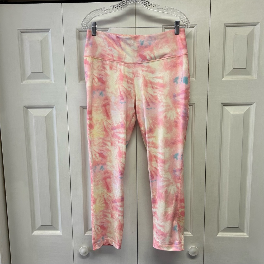 ZELOS Pink Tie-Dye Leggings with Pastel Accents